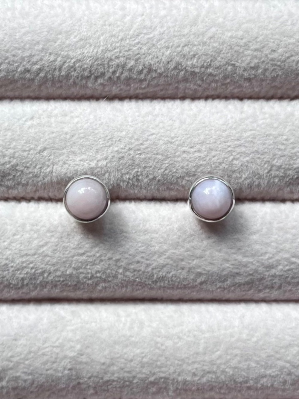 E095 | Genuine Peruvian Pink Opal Bezel Set Studs